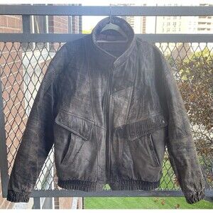 VTG Members Only Genuine Leather Bomber Jacket Brown Men’s 42 Classic Biker